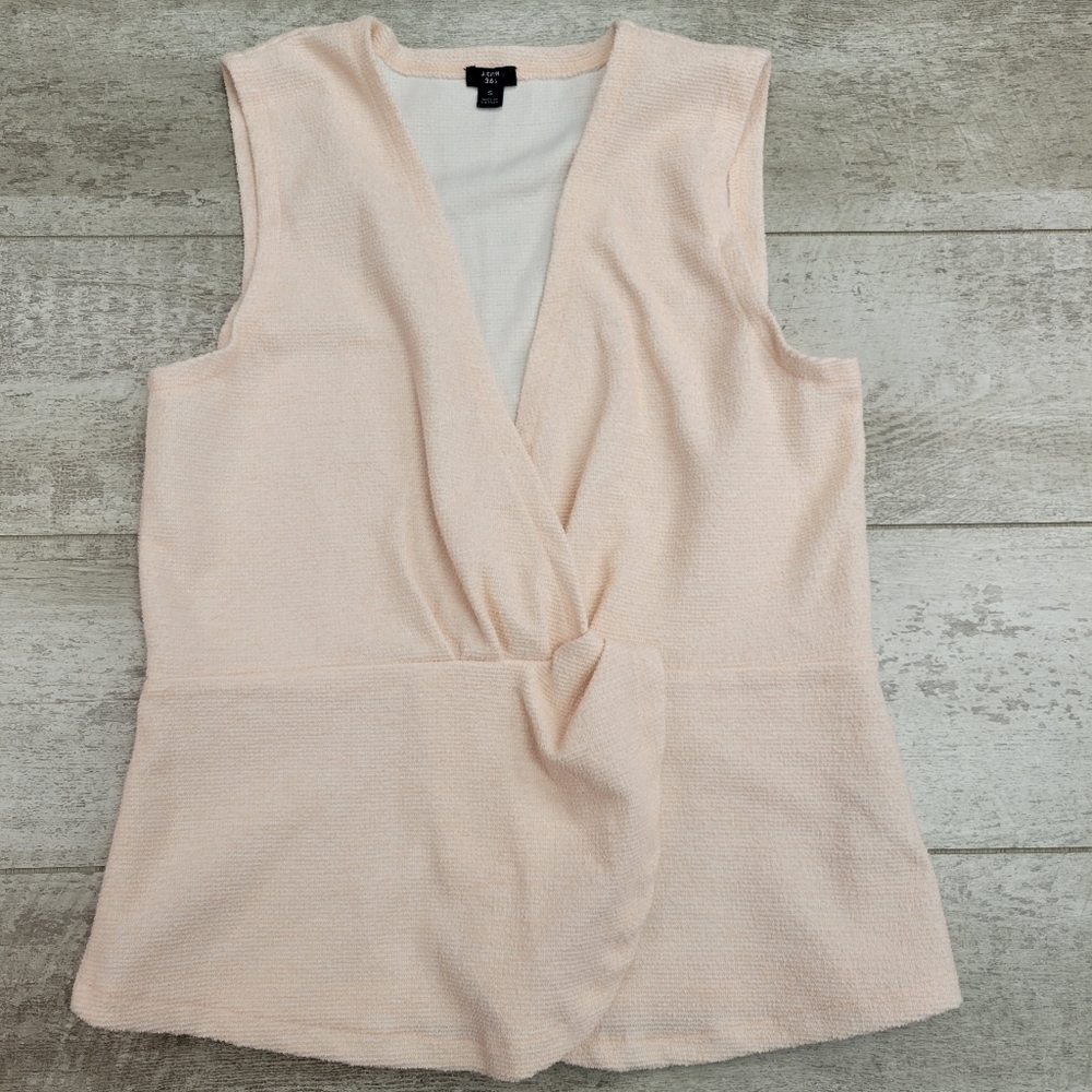 J. Crew 365 Pink Boucle Knot & Peplum Tank Top Size Small - Picture 2 of 7